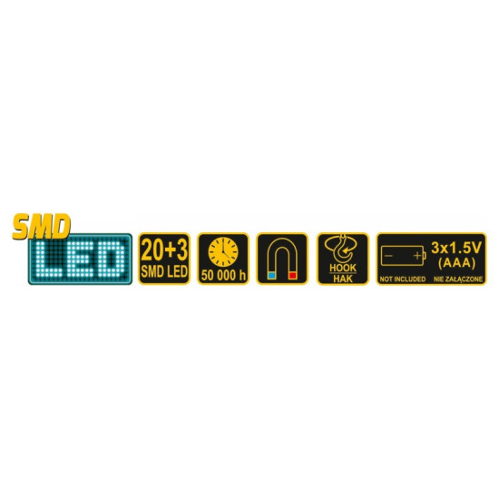 VOREL Elemes LED lámpa mágneses 20+3 LED