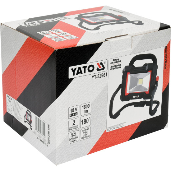 YATO Akkus LED reflektor 1600 lumen 18 V Li-Ion (akku + töltő nélkül)