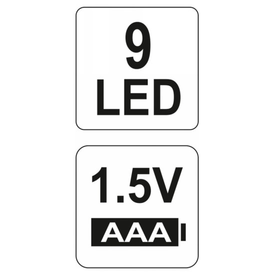 YATO Elemes LED zseblámpa 30 lumen alumínium fekete 3 x AAA