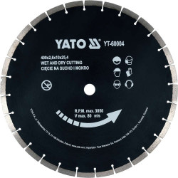 YATO Gyémánt vágókorong 400 x 3,6 x 10,0 x 25,4 mm szegmentált